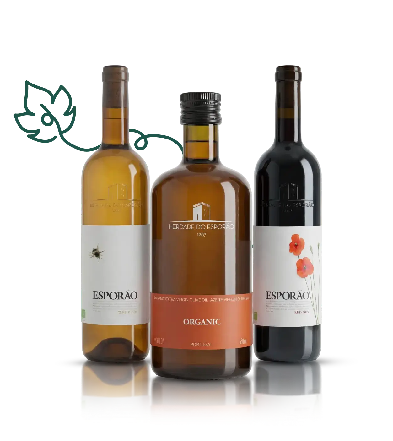 Esporão wine bottles and olive oil